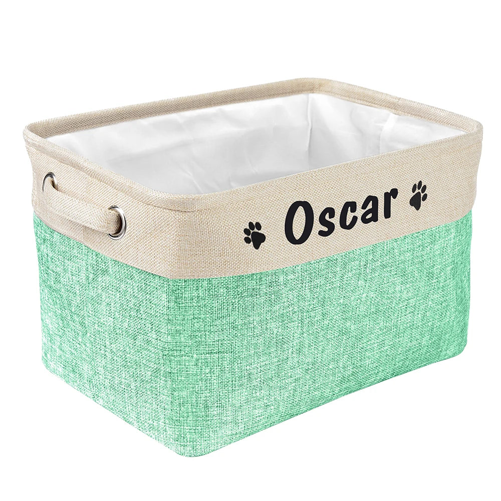 Personalized Pet Toy Storage Basket Foldable Box with Custom Name