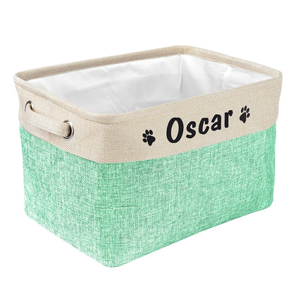 Personalized Pet Toy Storage Basket Foldable Box with Custom Name