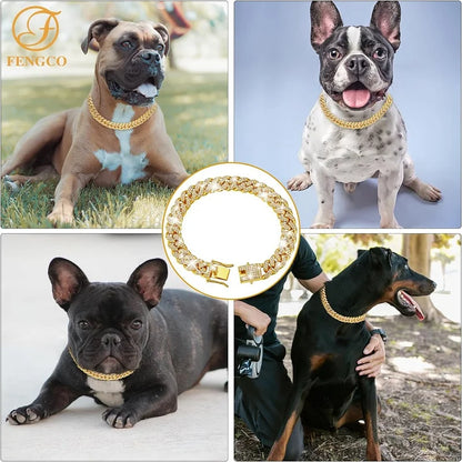 Pet Jewelry Necklace: Luxury Chain Collar For Small Medium Large Dogs and Cats