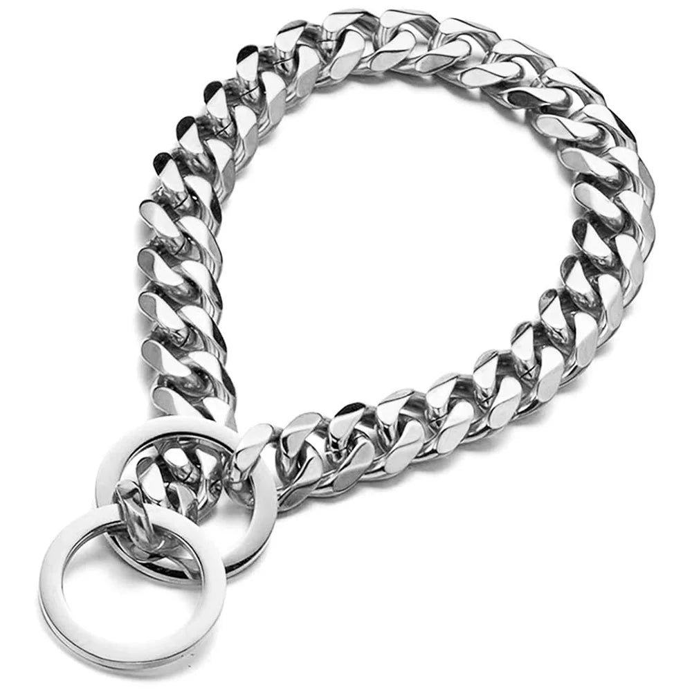 Stainless Steel Dog Chain Collar Cuban Link Training Slip Chain