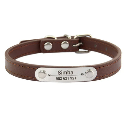 Brown colour cat dog collar with name