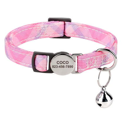 Cat collar personalised pink