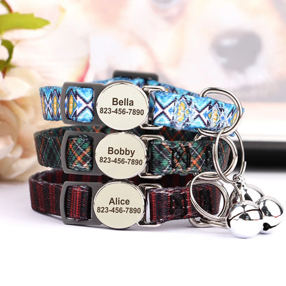 Cat collar personalised three colours
