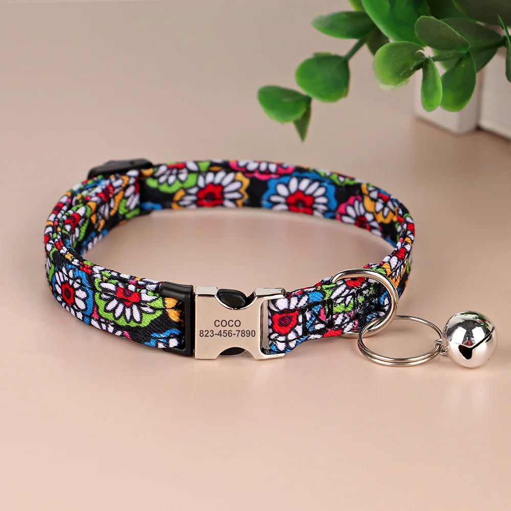 Multicolour cat collar personalised 2
