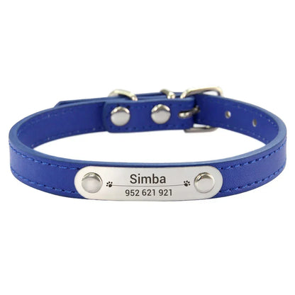 Navy blue colour cat dog collar with name