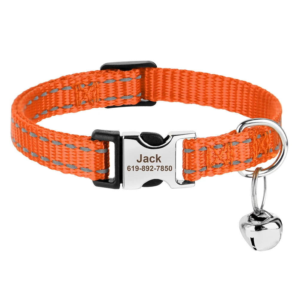 Orange cat collar personalised