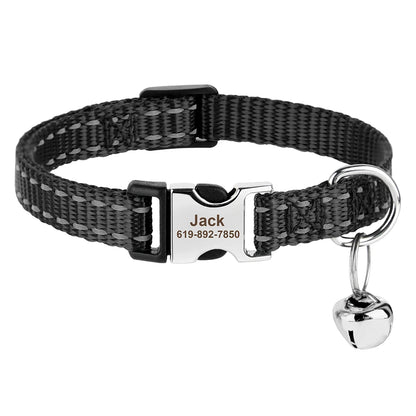 Personalised black cat collar