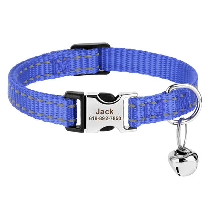 Personalised dark blue cat collar