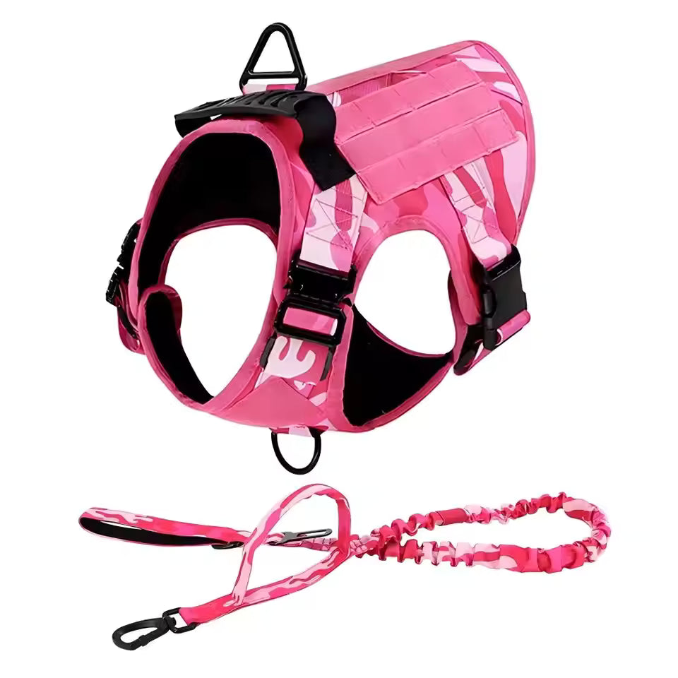 2pcs Tactical K9 Harness and Leash Set for Extra Large Strong Breed Dog