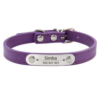 Purple colour cat dog collar with name