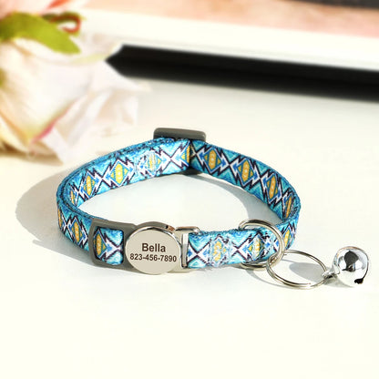 Small blue cat collar personalised